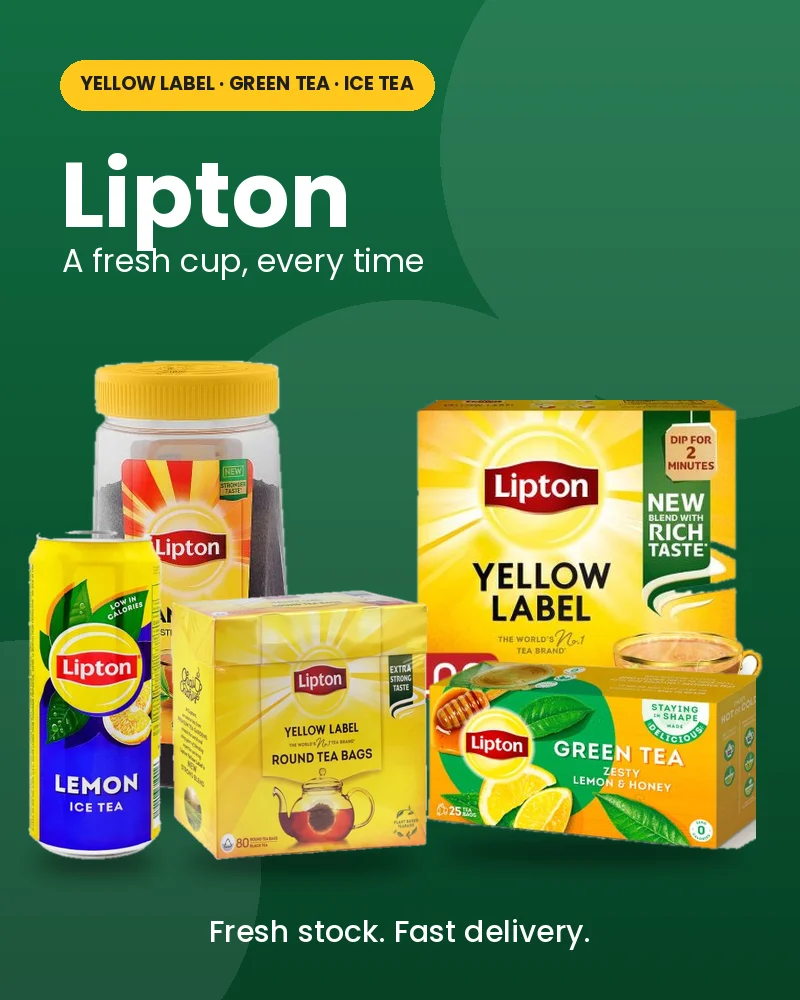 Lipton Yellow Label, green tea, Danedar and ice tea