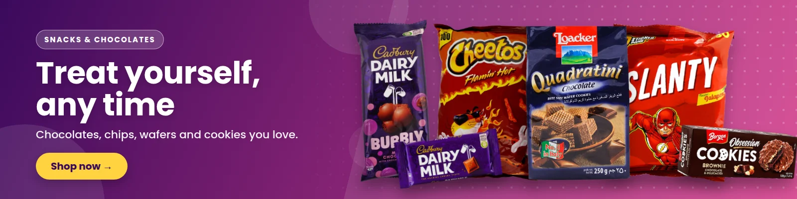 Snacks and chocolates: Cadbury, Cheetos, Loacker and more