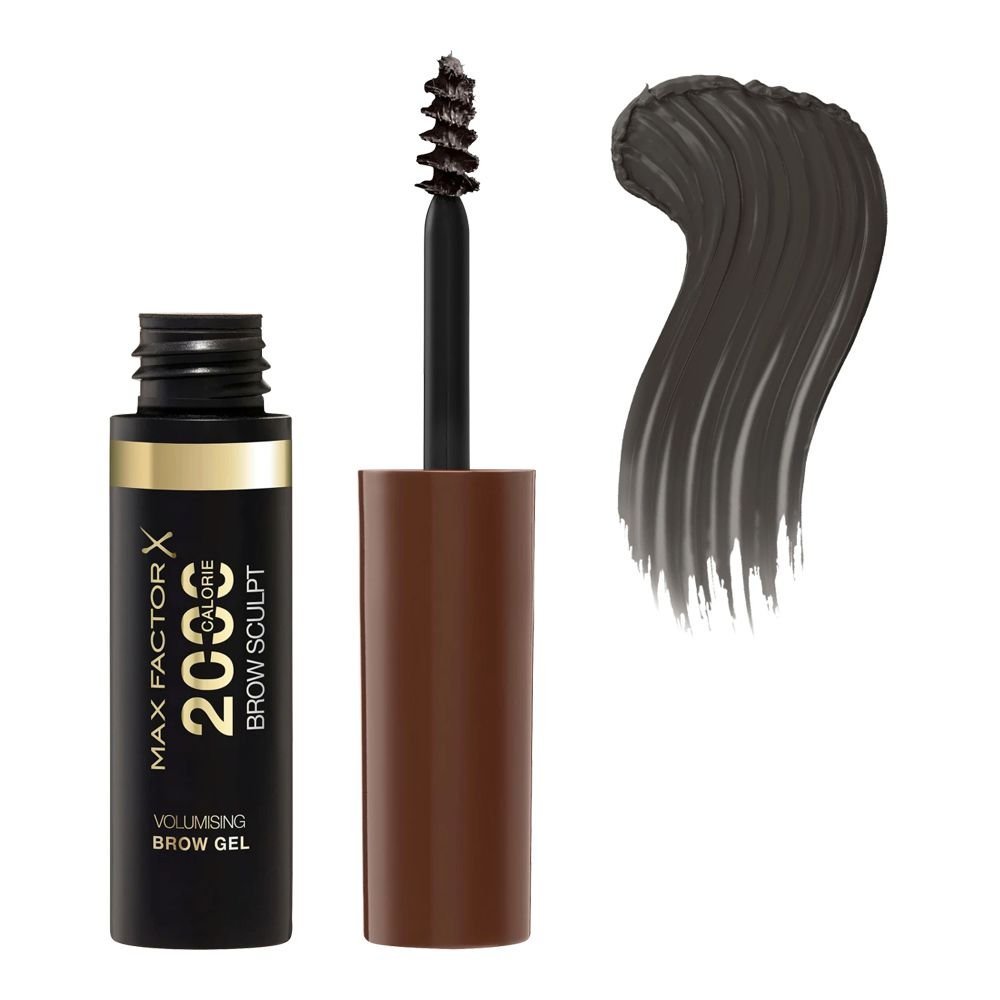 Max Factor 2000 Calorie Brow Sculpt Volumizing Brow Gel, Long-Lasting, 004 Black Brown, 4.5ml