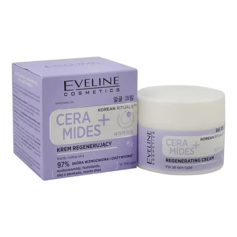 Eveline Korean Rituals Ceramides + Regenerating Cream, Avocado Oil & Shea Butter, For Radiant Skin, 50ml