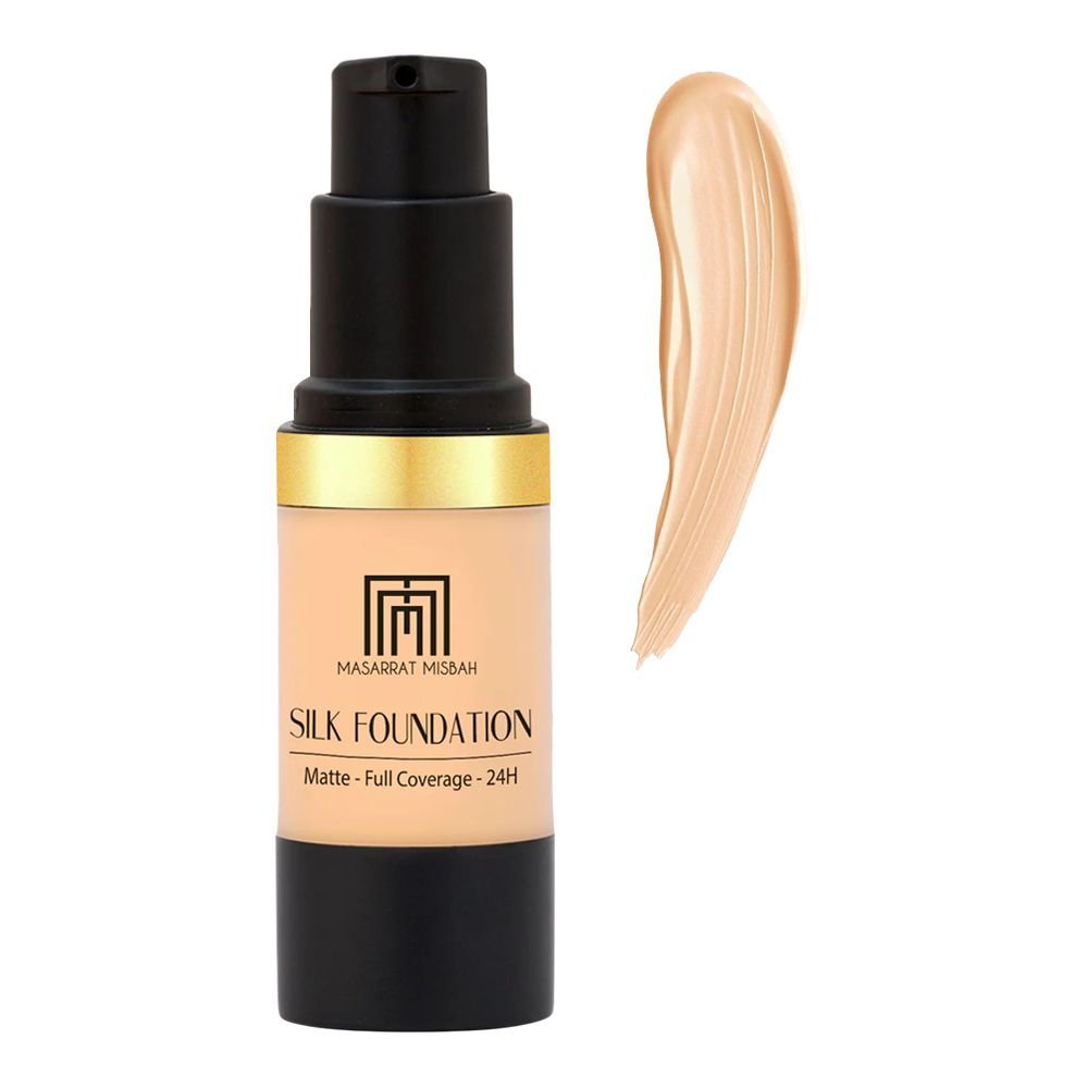 Masarrat Misbah Silk Foundation Matte Full Coverage 24H, Cream, 10ml