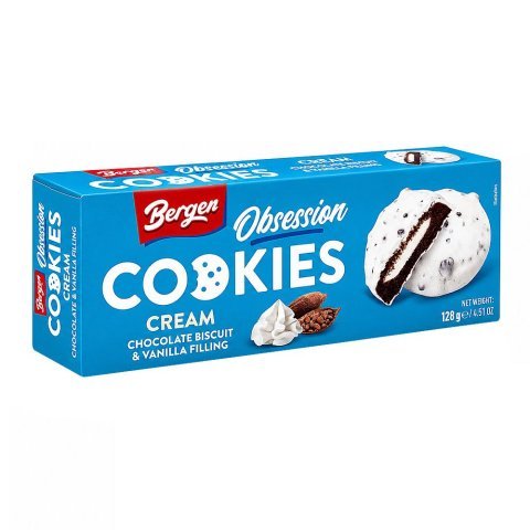 Bergen Cream Chocolate Biscuit & Vanilla Filling Cookies, 128g
