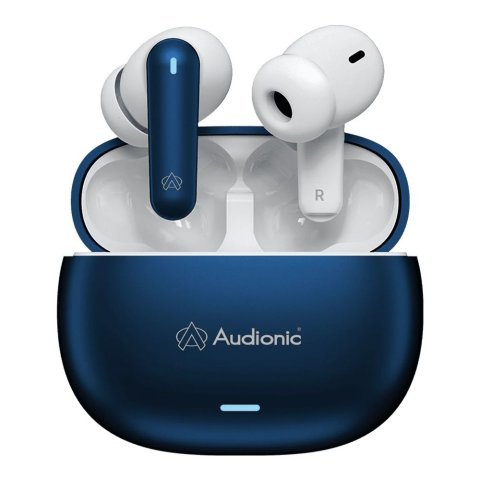 Audionic Quad Mic ENC Environmental Noise Cancellation Wireless Earbuds Airbud-425, Blue