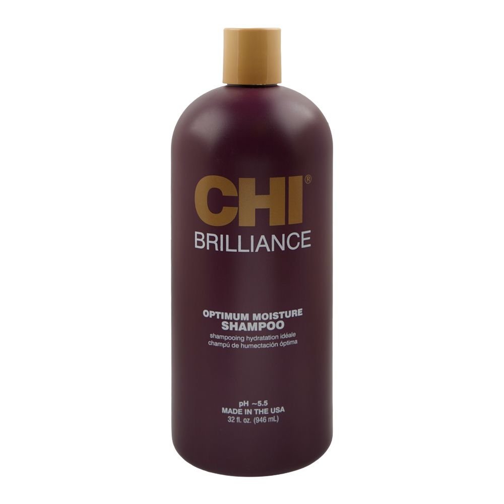 CHI Brilliance Optimum Moisture Shampoo, Vitamin E, Glycerin, For Dry & Damaged Hair, 946ml