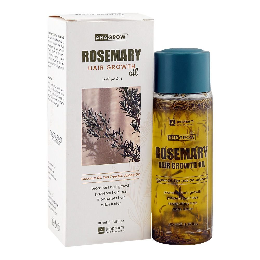 Jen Pharm Anagrow Rosemary Hair Growth Oil, Coconut Oil + Tea Tree Oil + Jojoba Oil, For Hair Growth, 100ml