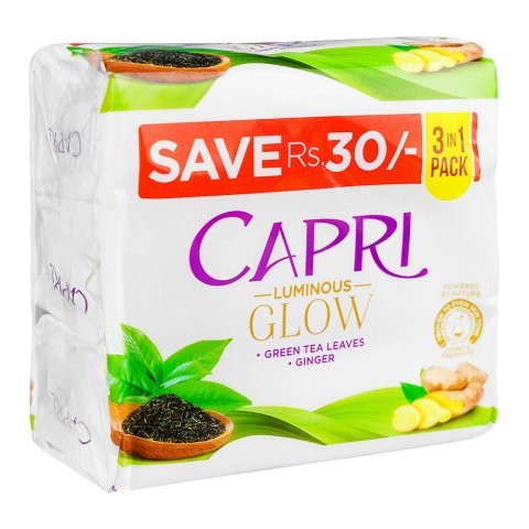 Capri Luminous Glow Green Tea Leaves & Ginger Green Soap, 3 X 150g