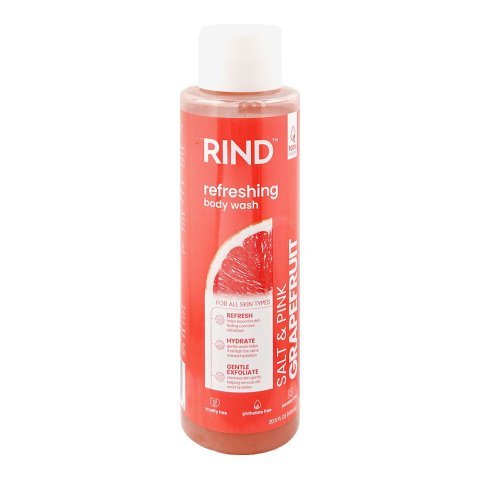 Rind Salt & Pink Grapefruit Refreshing Body Wash, Phthalate & Paraben Free, Glycerin, Citric Acid, For All Types Of Skin, 606ml