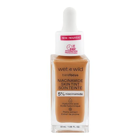 Wet n Wild Bare Focus Niacinamide Skin Tint, Vegan, Hyaluronic Acid, Deep Fonce, 32ml