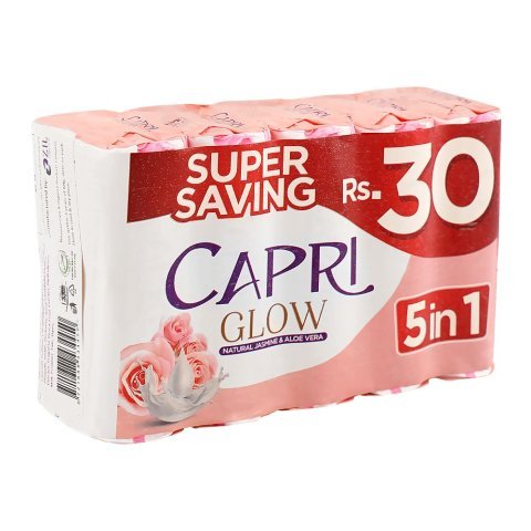 Capri Glow Jasmine & Aloe Vera Pink Soap, 5-In-1, 5 x 100g, Saving Pack