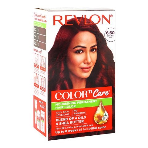 Revlon Color'n Care Nourishing Permanent Hair Color, Ammonia Free, Jojoba Oil, Shea Butter, 6.60 Intense Red