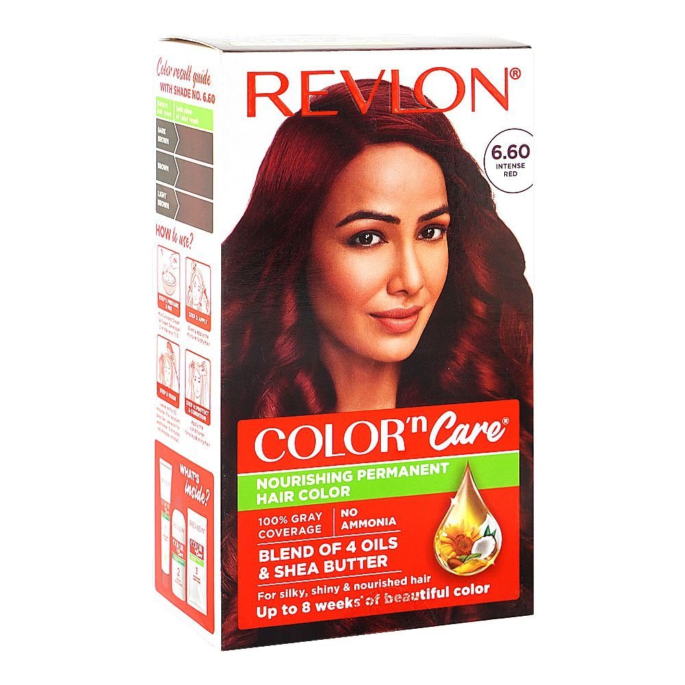 Revlon Color'n Care Nourishing Permanent Hair Color, Ammonia Free, Jojoba Oil, Shea Butter, 6.60 Intense Red