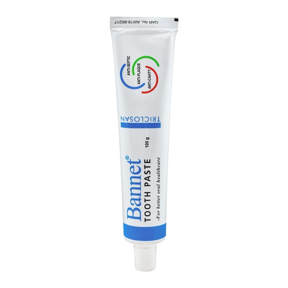 Bannet Tricolsan Toothpaste, Anti-Septic, Anti-Plaque, Anti-Cavity, 100g