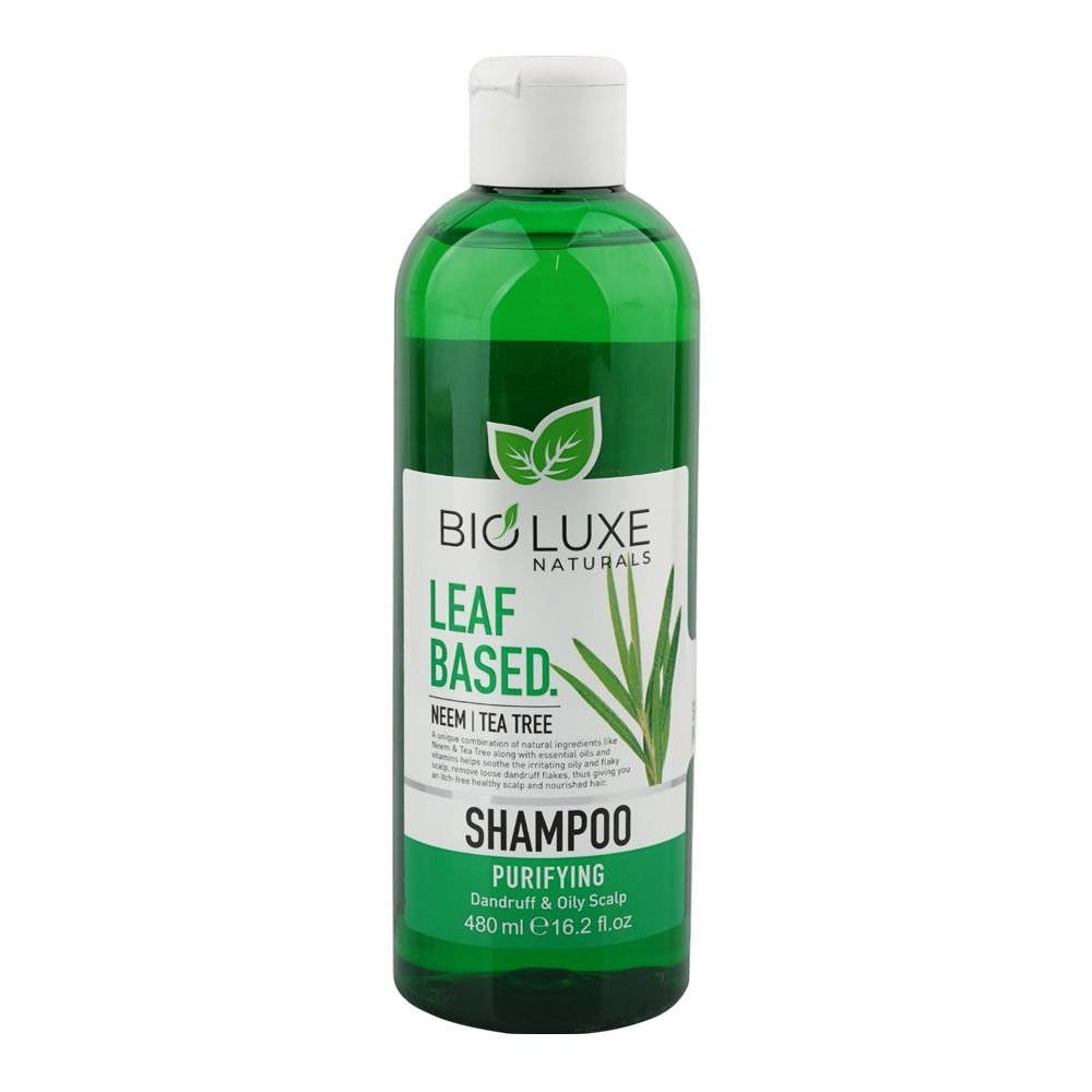 Bio Luxe Naturals Leaf Based Neem Tea Tree Purifying Shampoo, Niacinamide, For Dandruff, 480ml