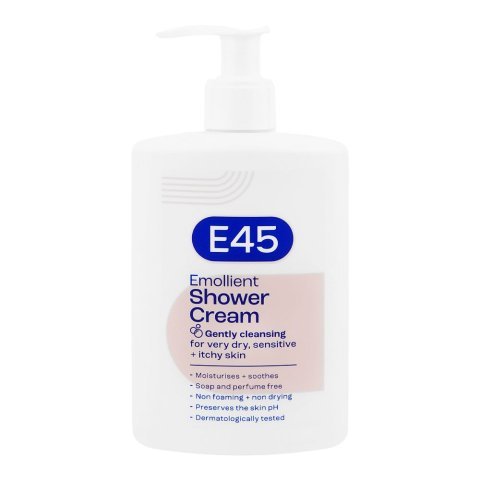 E45 Emollient Shower Cream, Soap & Perfume Free, For Dry & Sensitive Skin, 250ml
