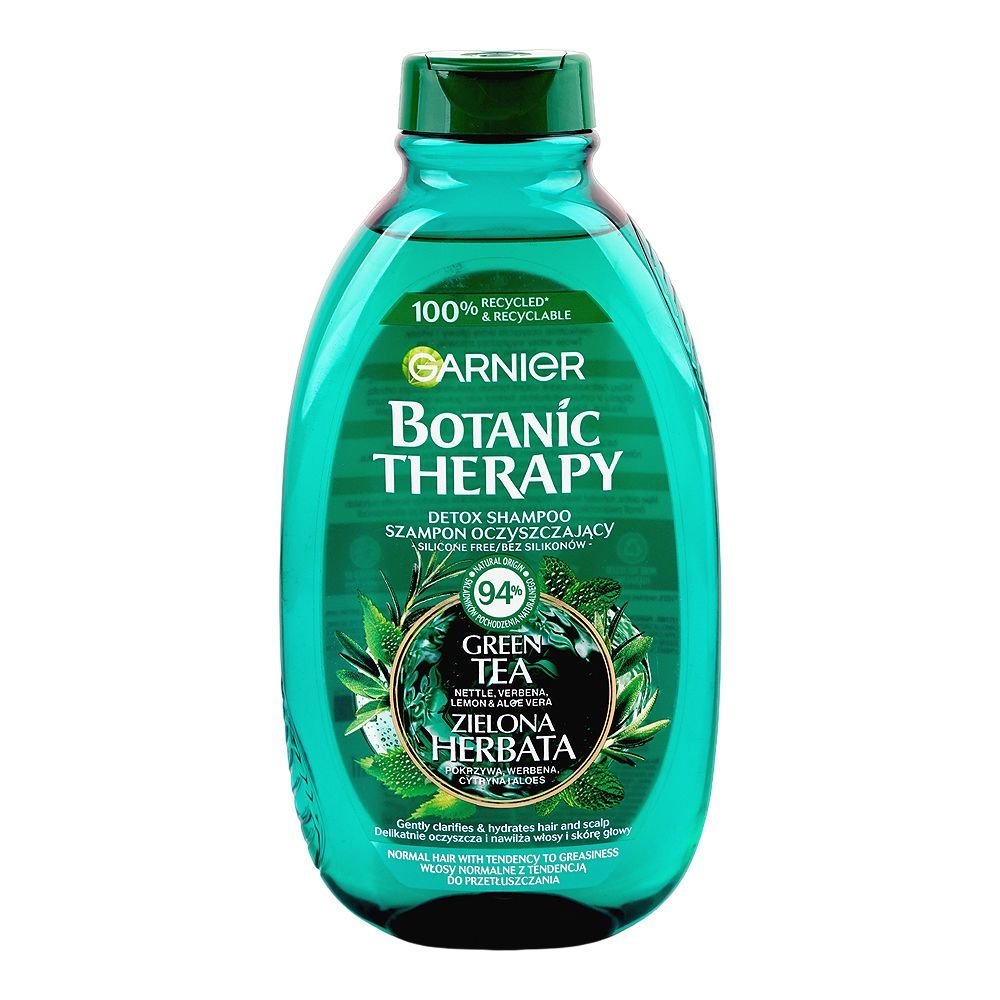 Garnier Botanic Therapy Green Tea Detox Shampoo, Silicone Free, Glycerin, Citric Acid, 400ml