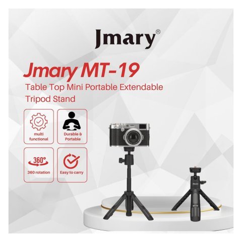 Jmary Table Top Mini Portable Extendable Tripod Stand (5.6" - 12.2" Height) For DSLR, Cameras & Mobiles, MT-19