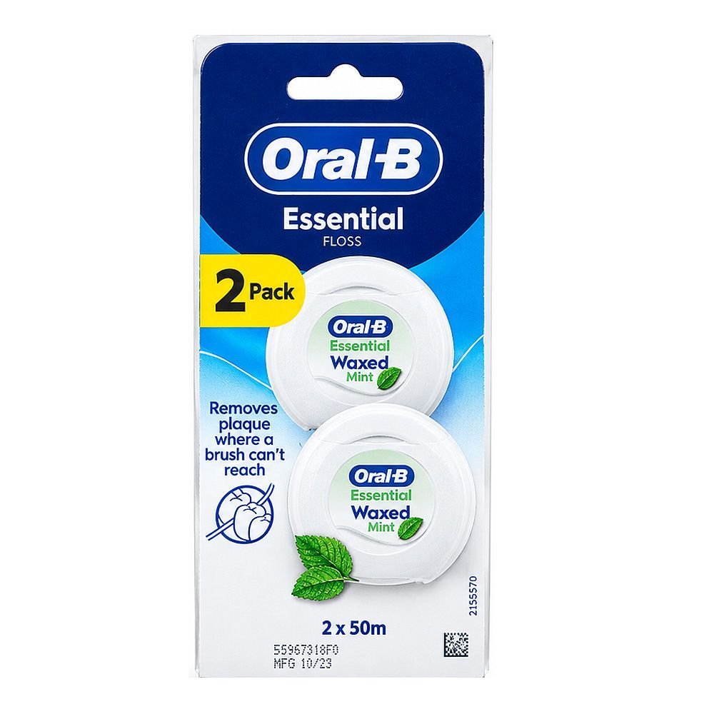 Oral-B Essential Floss Waxed Mint, 2 X 50-Meters