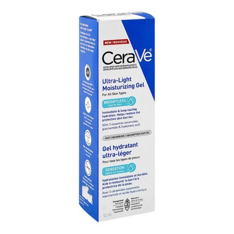 Cerave Ultra-Light For All Skin Types Moisturizing Gel, Paraben & Fragrance Free, Niacinamide & Hyaluronic Acid, For All Types Of Skin, 52ml