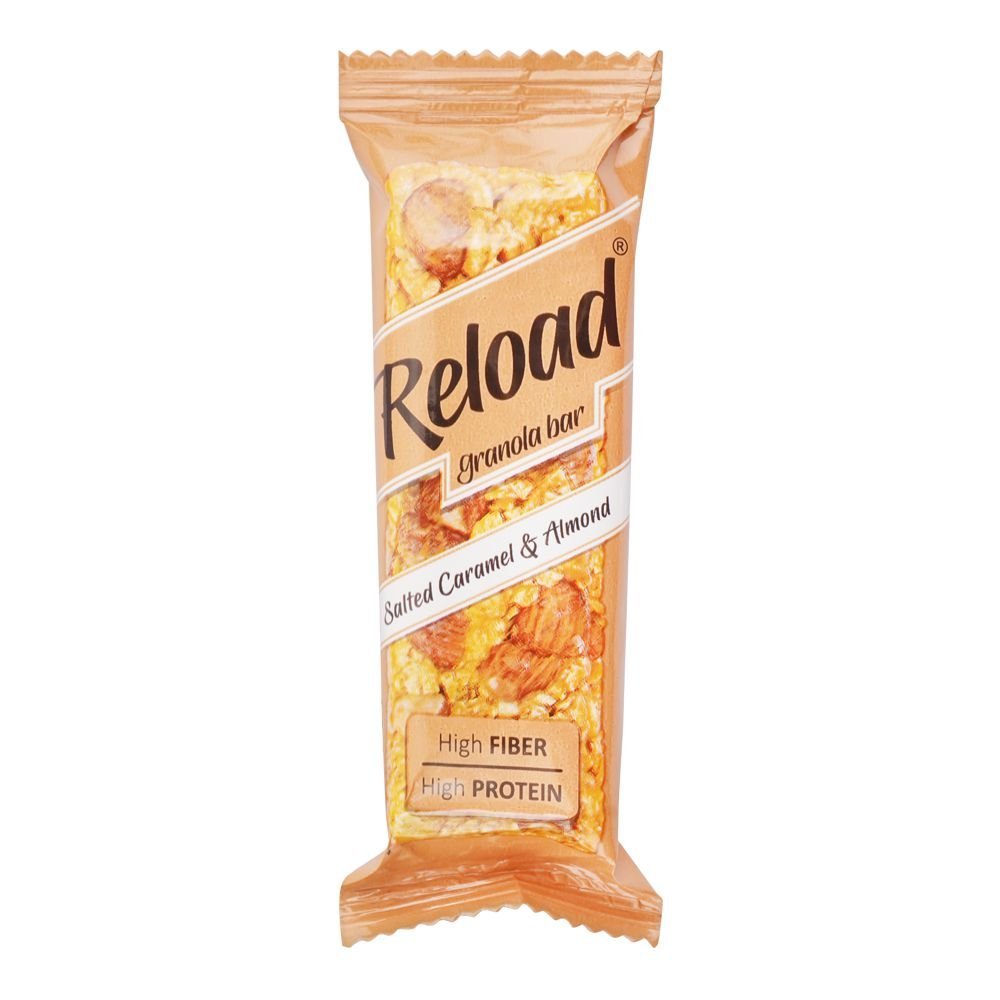 Reload Salted Caramel & Almond Granola Bars, High Fiber & Protein, Gluten Free, 40g