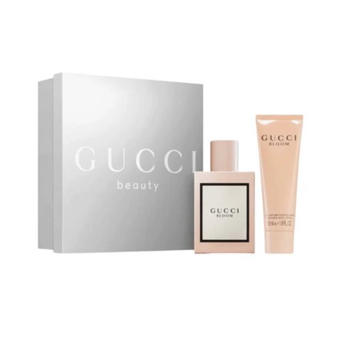 Gucci Bloom Gift Set Silver Pack For Women, EDP Spray 50ml + Body Lotion 50ml