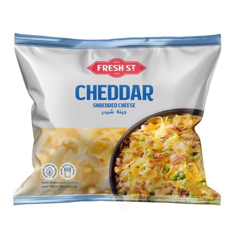 Fresh Street Frozen Shredded Cheddar Cheese, Made with Pure Milk, Perfect for Cooking & Snacking, 200g