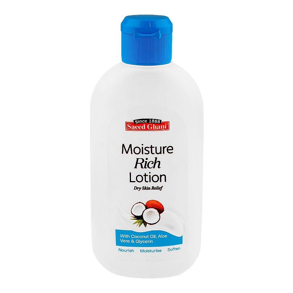 Saeed Ghani Moisture Rich Lotion, Coconut Oil, Aloe Vera & Glycerin, For Dry Skin, 200ml