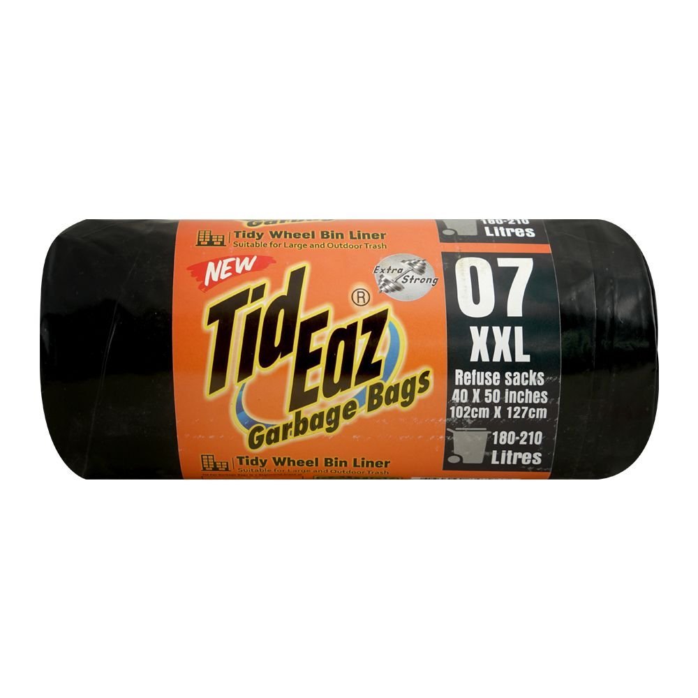 Tid Eaz Garbage Bags, No.07 XX-Large, 40 X 50 Inches, 180 To 210 Liters