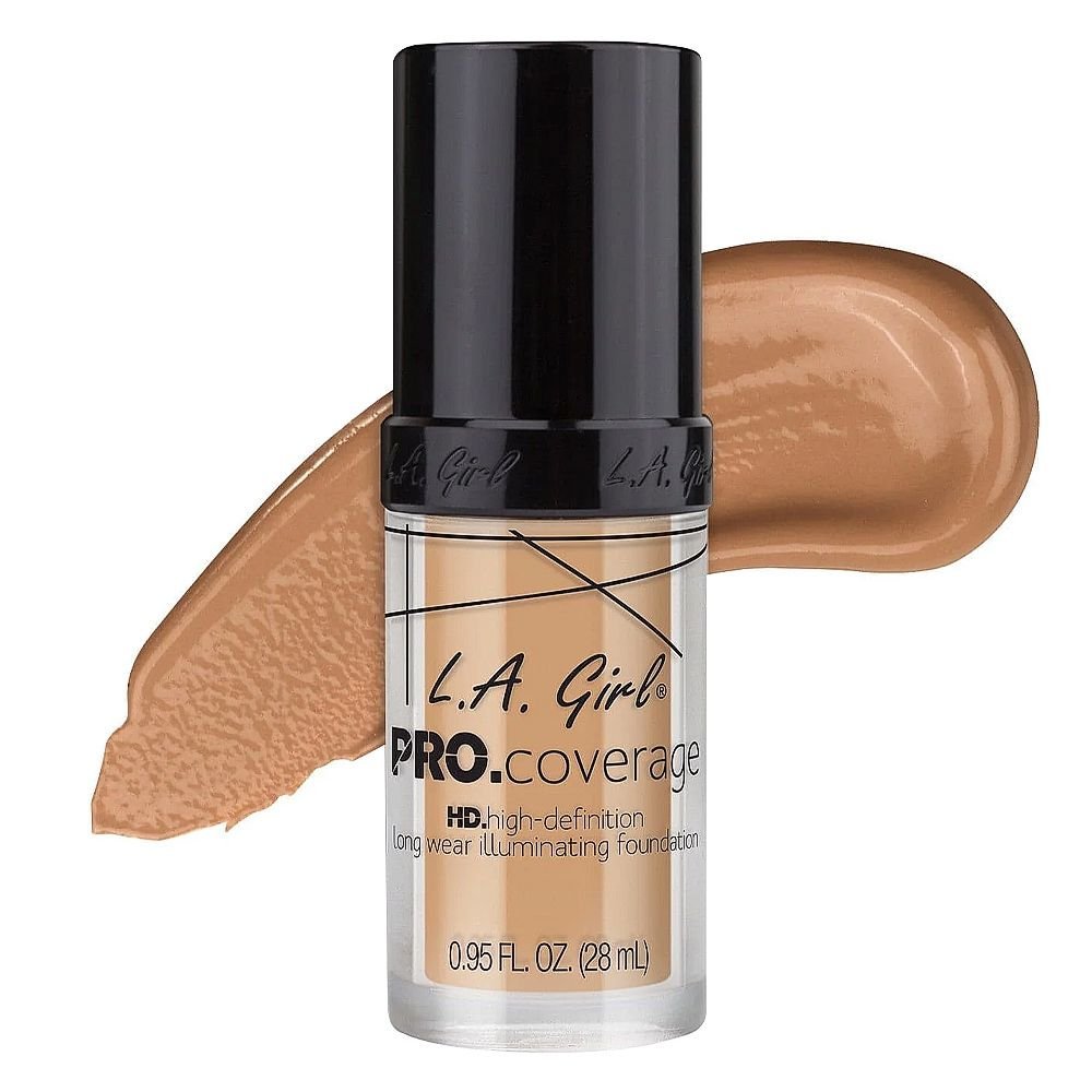 L.A. Girl Pro Coverage HD Long Wear Illuminating Liquid Foundation, 28ml, GLM644 Natural