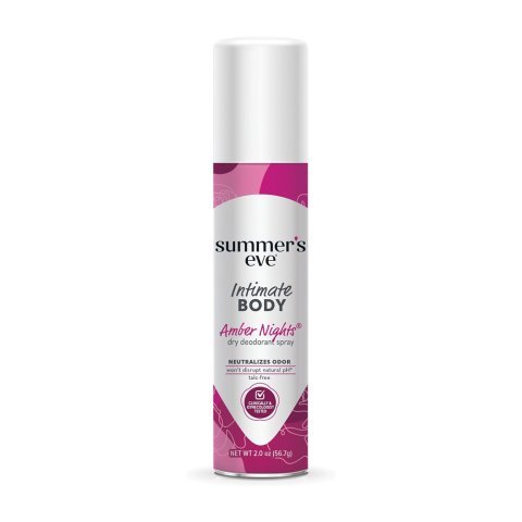 Summer's Eve Amber Nights Daily Refreshing Feminine Body Deodorant Spray, Talc-Free, Vitamin E, 56.7g