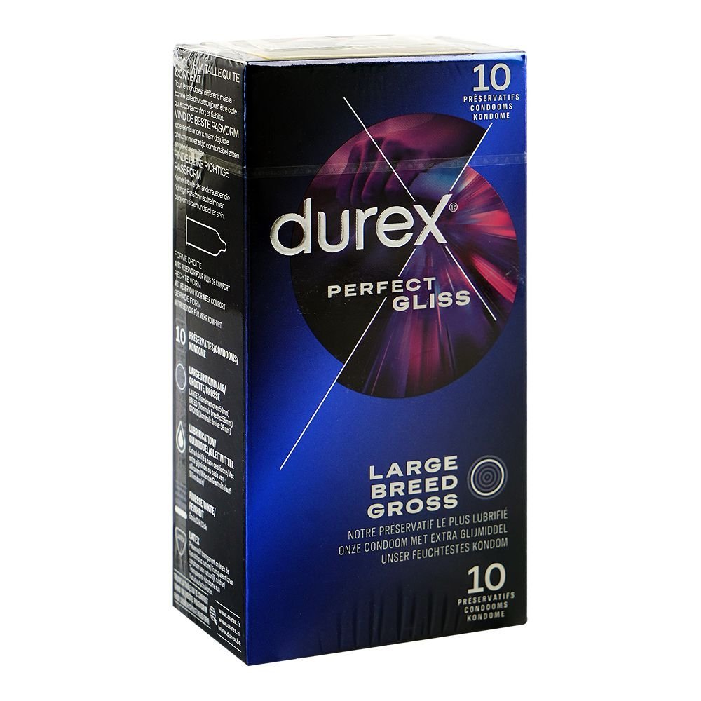 Durex Perfect Gliss Large Breed Gross Condom, 10-Pack