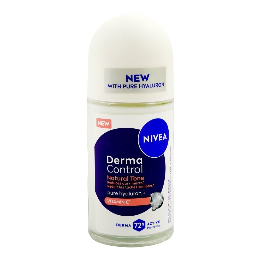 Nivea 72H Derma Control Natural Tone Pure Hyaluron + Vitamin C Roll On, Anti-Perspirant, 50ml