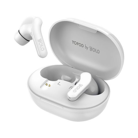 YOLO Yopod Wave True Wireless Earbuds, 300mAh Case Battery, IPX4 Water Resistant, White