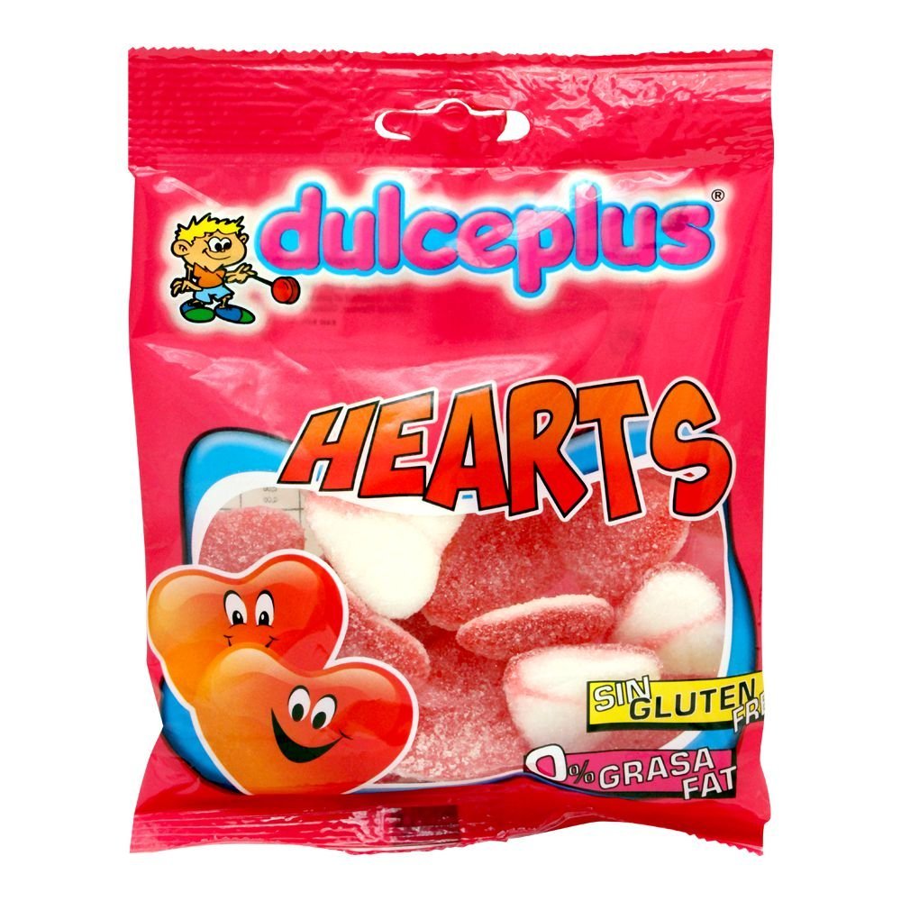 Dulceplus Strawberry Cream Hearts Jelly, Gluten Free, Pouch, 100g