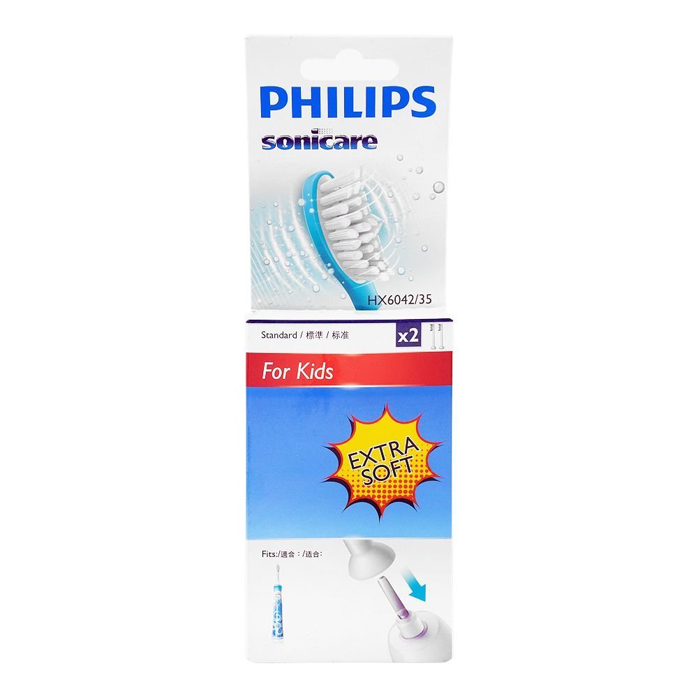 Philips Sonicare Replacement Brush Heads For Kids, Extra Soft, HX6042/35, 2-Pack