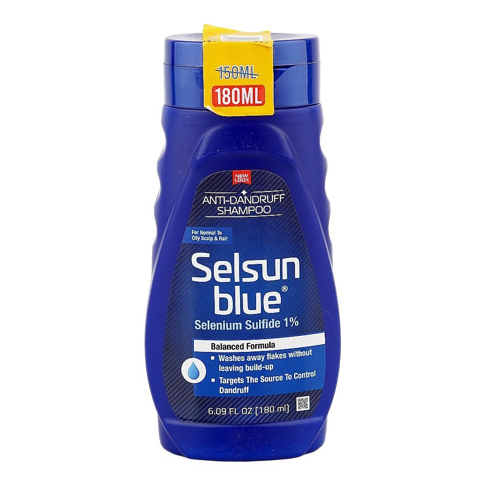 Selsun Blue Solenium Sulfide 1% Balanced Formula Anti-Dandruff Shampoo, Citric Acid, 180ml