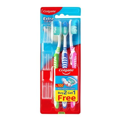Colgate Extra Clean Toothbrush, Medium, Buy 2 Get 1 Free