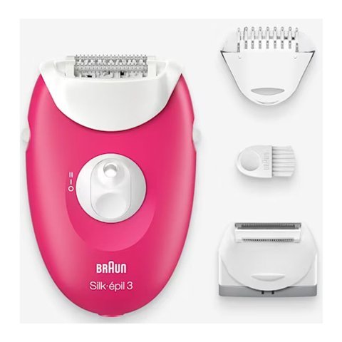 Braun Silk-epil 3 Legs & Body Epilator 3032, White/Pink