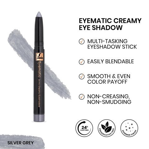 ST London Eyematic 24Hrs Creamy Eyeshadow, Silver Grey