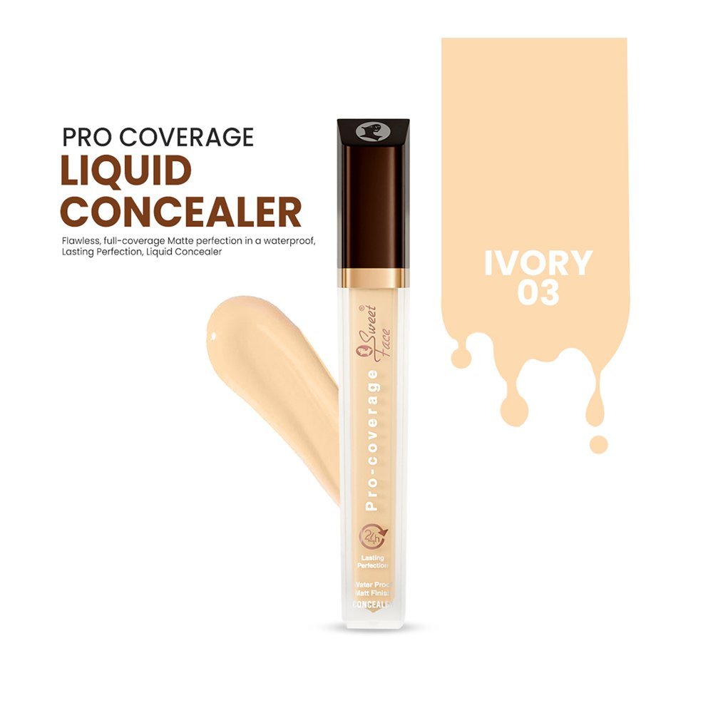 Sweet Face Pro-Coverage Waterproof Matt Finish Concealer, 03 Ivory