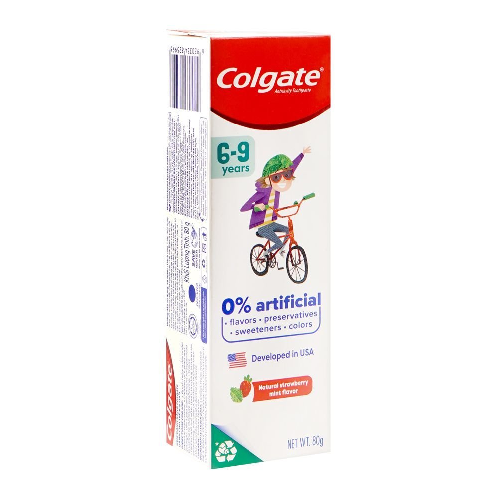 Colgate Natural Strawberry Mint Flavour Anticavity Toothpaste, For 6-9 Years, 80g