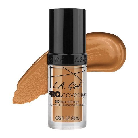 L.A. Girl Pro Coverage HD Long Wear Illuminating Liquid Foundation, 28ml, GLM647 Warn Beige