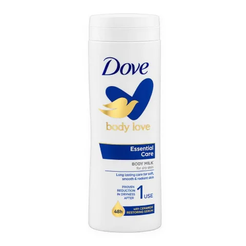 Dove Body Love Essenital Care Body Milk Body Lotion, Stearic Acid, Glycerin, For Dry Skin, 400ml