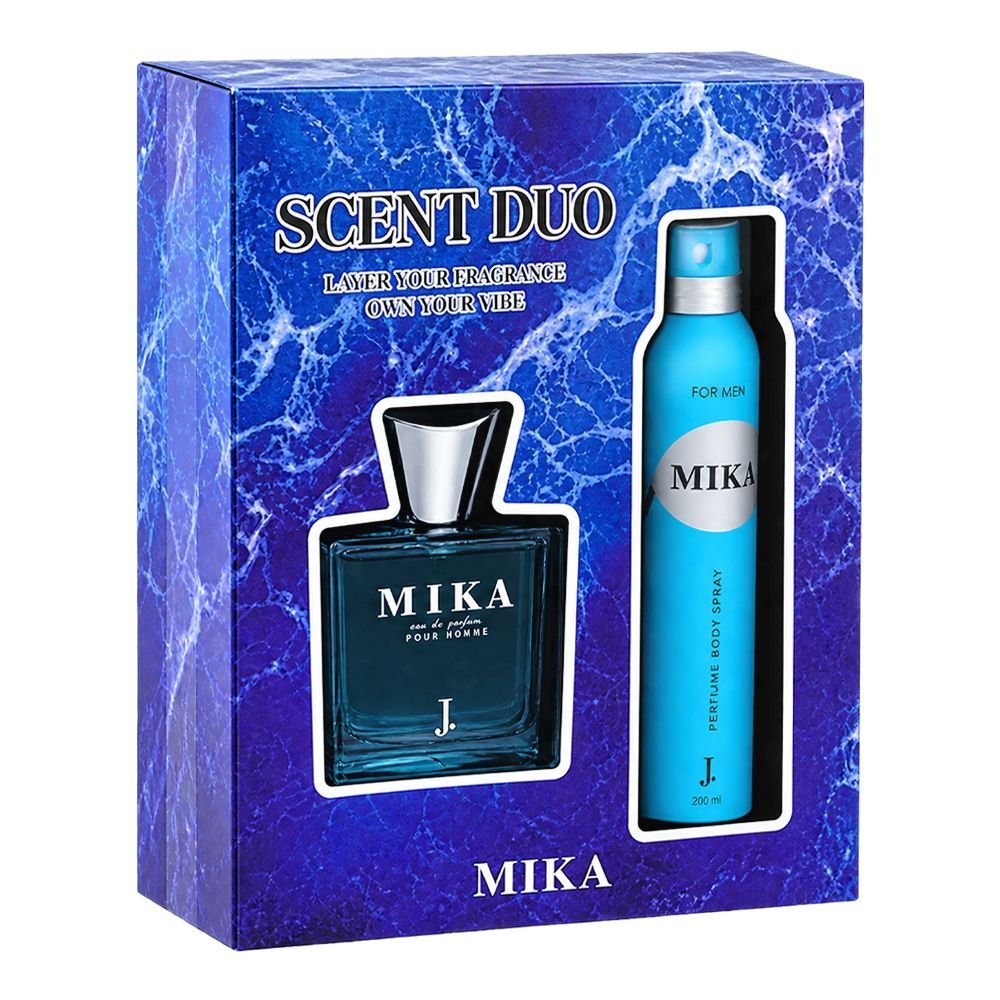 Junaid Jamshed J. Mika Scent Duo Set For Men, EDP 50ml + Perfume Body Spray 150ml