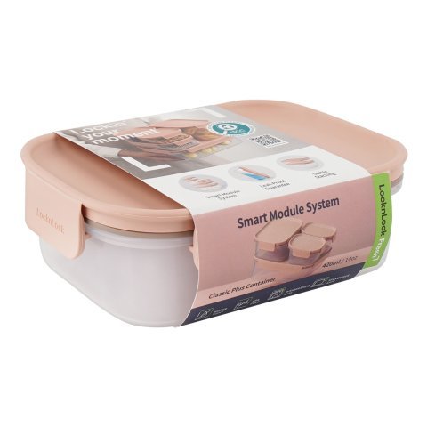 Lock & Lock Classic Plus Rectangular Container, BPA Free, 420ml, LLHPL413PIK