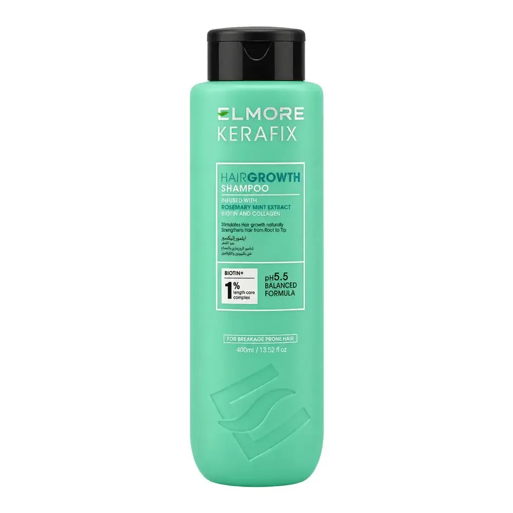 Elmore Kera Fix Infused With Rosemary Mint Extract Hair Growth Shampoo, Biotin, Collagen, For Weak Hair, 400ml