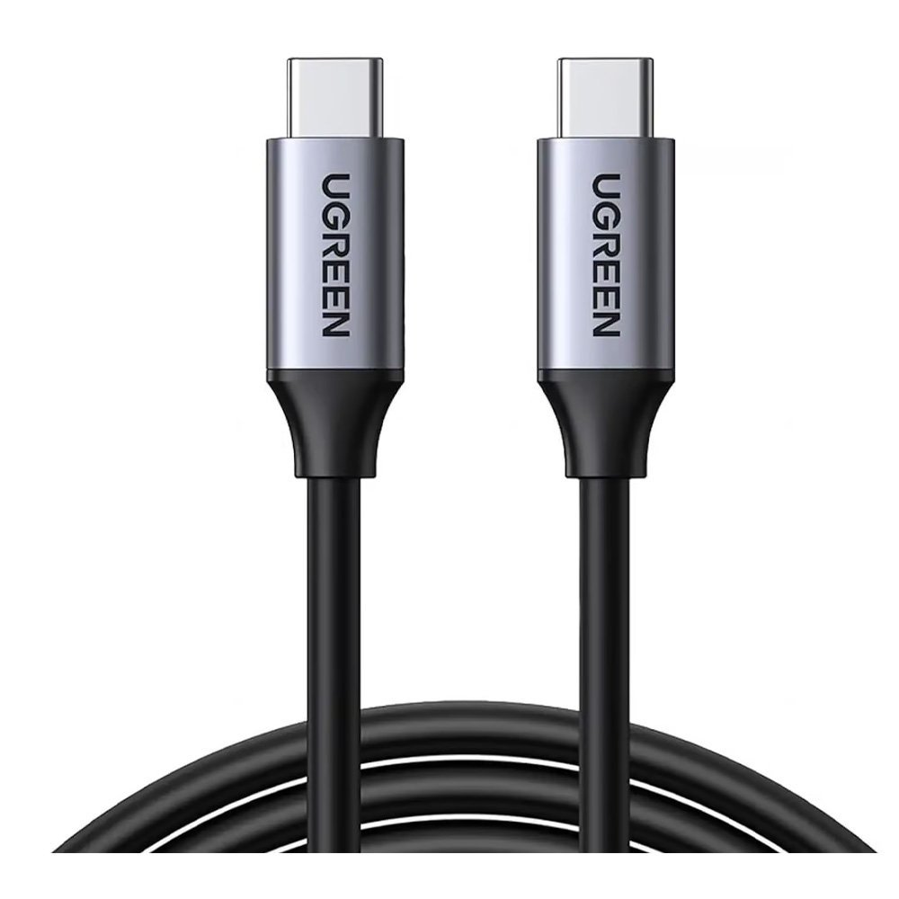 UGreen Nickel Plating Aluminum Fast Charging Cable, USB-C To USB-C, 100W, 1.5-Meter, Grey, 50751