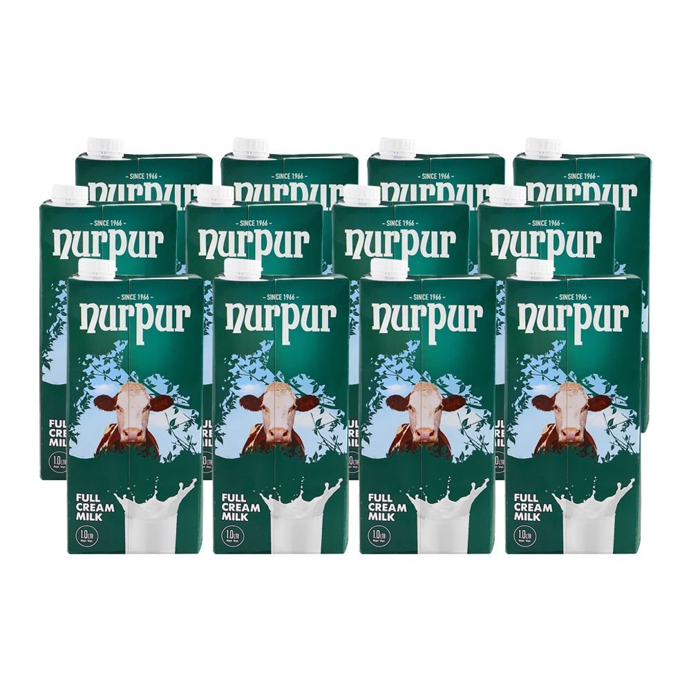 Nurpur Full Cream Milk Carton, 1000ml x 12