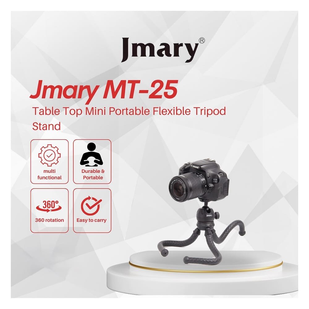 Jmary 12.2" Flexible Mini Tripod Stand For DSLR, Cameras & Mobiles, MT-25