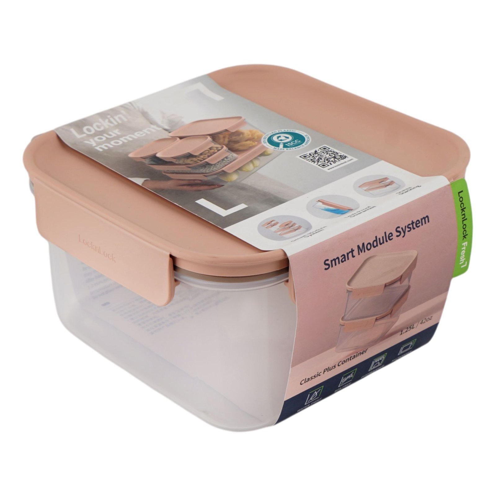 Lock & Lock Classic Plus Rectangular Container, BPA Free, 1.25 Liter, LLHPL452PIK