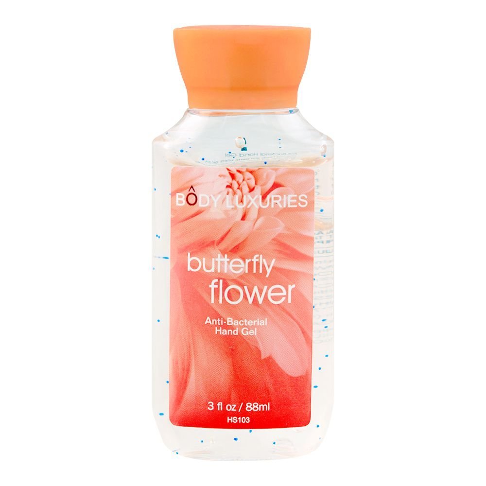 Body Luxuries Anti-Bacterial Hand Gel Sanitizer, Butterfly Flower, 88ml